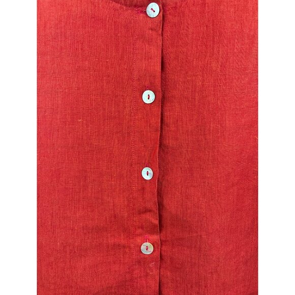 Women’s Dream Size 2XL Rust Red Linen Sleeveless Blouse with Shell Buttons - Picture 4 of 6